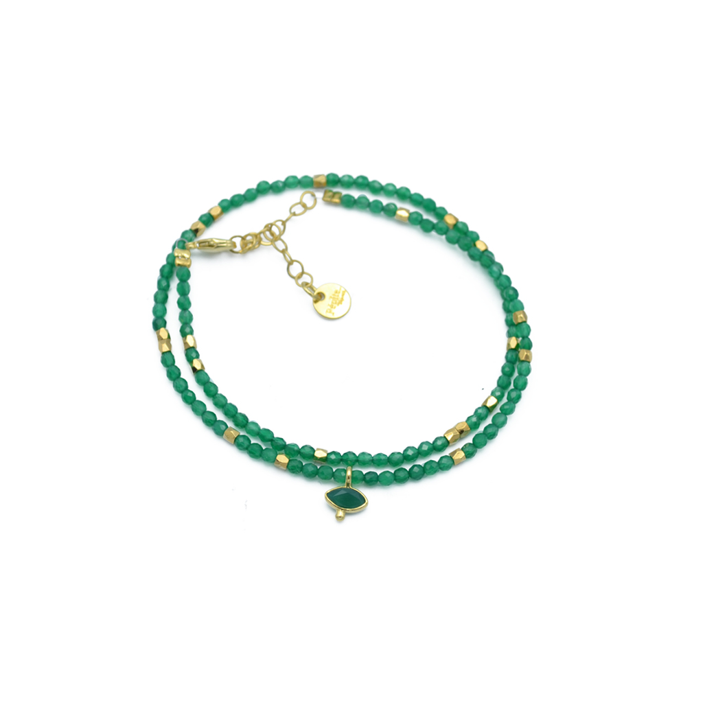 Pépite Bijoux - Bracelet double tours élastique perlé orné d'une