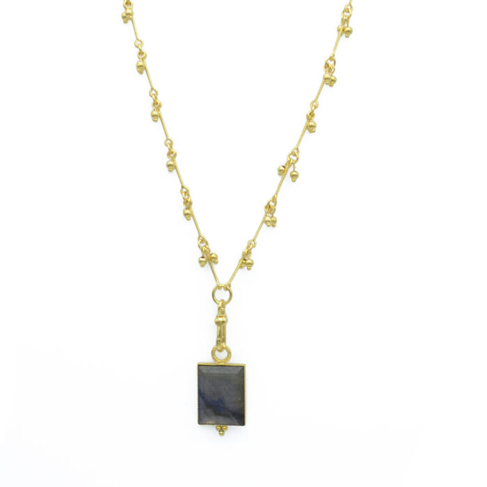 Sautoir pendentif pierre rectangle – Labradorite