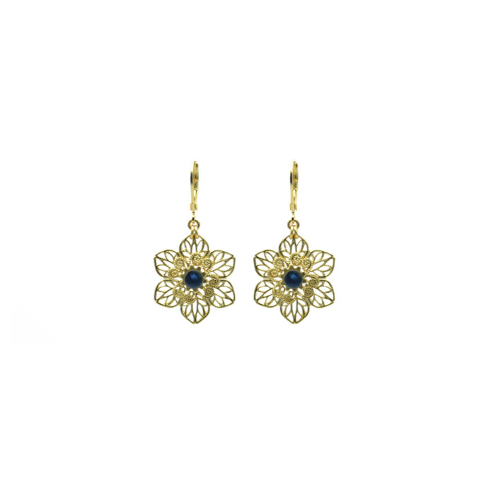 Boucles d’oreilles fleur ornée d’une pierre